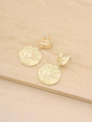 Textured Etching 18k Gold Plated Earrings