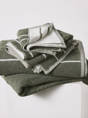 100% Organic Cotton Bath Towels In Khaki Stripe