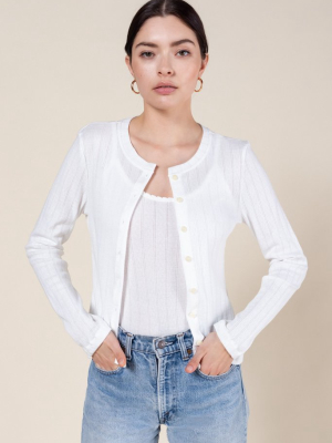 Pointelle Classic Crew Cardigan