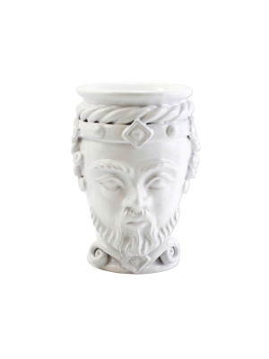 Vietri Sicilian Heads Small King Head - White