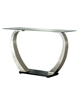 Sylvie Modern Curved Glass Top Sofa Table Silver/black - Iohomes