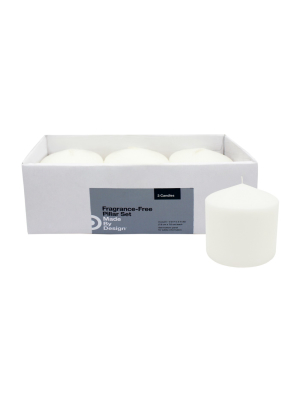 3" X 3" 3pk Unscented Pillar Candle Set - Made By Design™