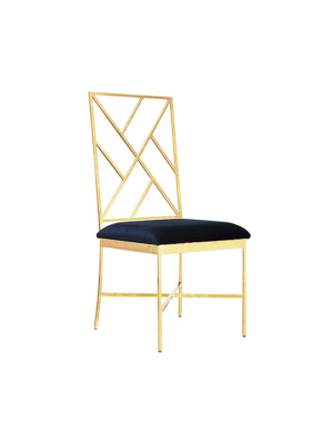 Fretwork Back Gold Leaf Chair With Velvet Cushion In Various Colors