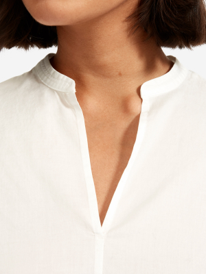 The Silky Cotton Split-neck Blouse