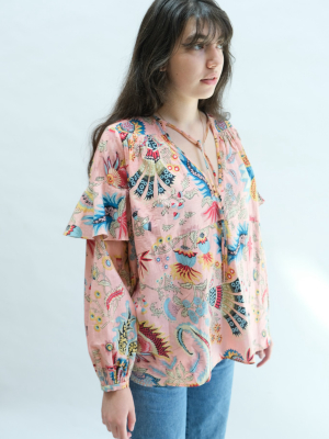 Willow Top In Peach Tapestry Floral