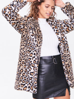 Leopard Print Faux Fur Coat