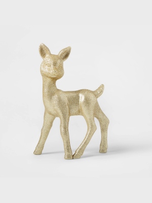 Retro Glitter Deer Decorative Figurine Champagne - Wondershop™