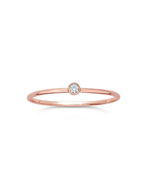 2mm Clear Cz Solitaire 14k Rose Gold Filled Ring