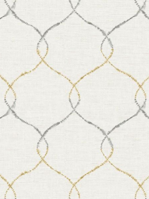 Watercolor Trellis Wallpaper In Tan-grey And Ivory From The L'atelier De Paris Collection By Seabrook