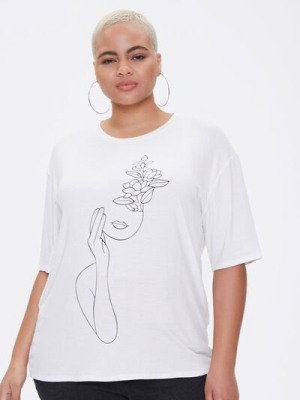 Plus Size Line Art Graphic Tee