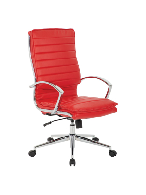 High Back Manager's Faux Leather Chair With Chrome Base - Osp Designs