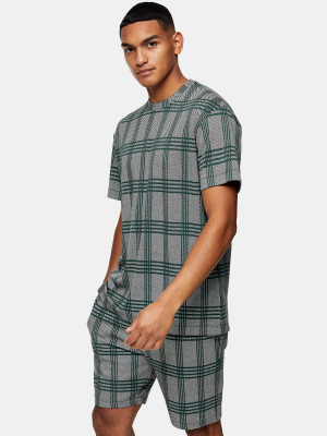 Charcoal Gray And Green Check T-shirt