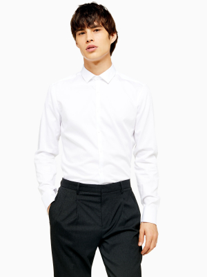 Premium White Double Cuff Slim Shirt With Egyptian Cotton