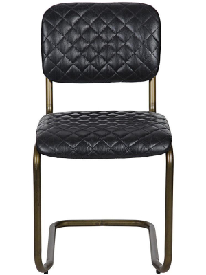 Noir 0037 Vintage Black Leather Dining Chair