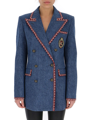 Etro Double-breasted Embroidered Trim Blazer