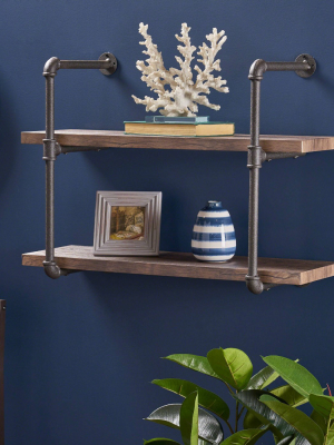 Tarian Industrial Wall-mounted Shelf Dark Brown - Christopher Knight Home