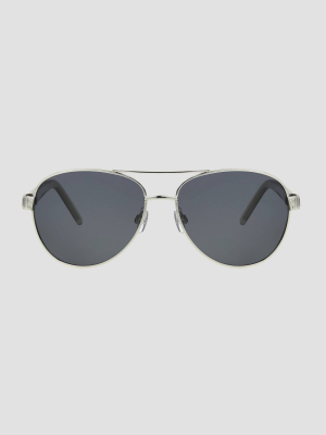 Women's Aviator Sunglasses With Polarized Lenses - A New Day™ Silver