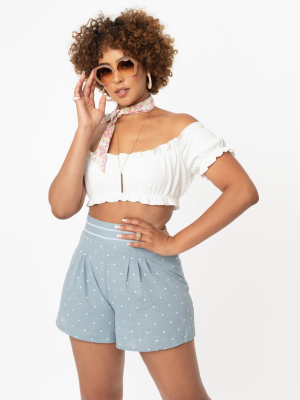 Chambray & White Polka Dot Shorts