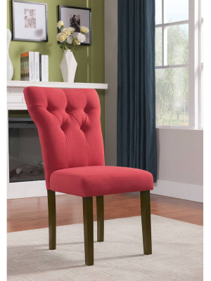 Set Of 2 Effie Side Dining Chair Espresso/red Linen - Acme Furniture