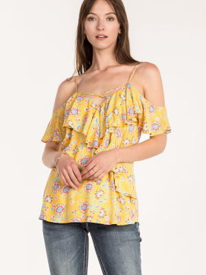 Wrapped In Florals Open Shoulder Top