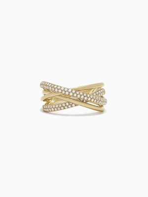 Effy D'oro 14k Yellow Gold Diamond Crossover Ring, 0.40 Tcw