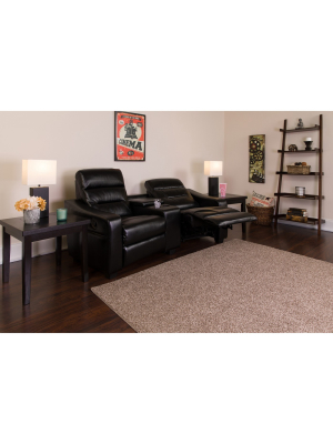 Flash Furniture Futura Series 2-seat Reclining Black Leathersoft Tufted Bustle Back Theater Seating Unit With Cup Holders