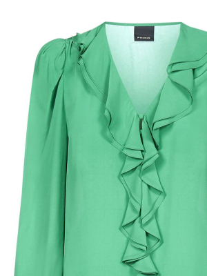 Pinko Ruffled V-neck Blouse