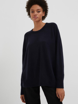 Navy Cashmere Slouchy Sweater