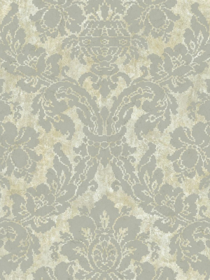 Embroidered Damask Wallpaper In Cinder From The Nouveau Collection By Wallquest