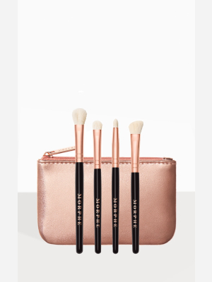 Morphe Rosé Play 4-piece Mini Eye Brush Set + Bag