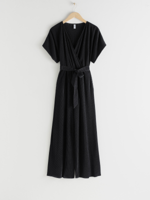 Plissé Pleated Wrap Jumpsuit