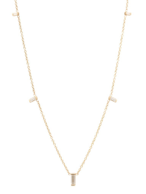 14k Graduated Vertical Baguette Necklace