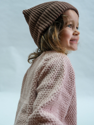 Kids Pima Cotton Beanie In Chocolate By Raised By Water