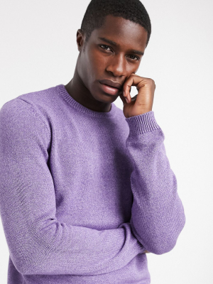 Asos Design Midweight Cotton Crew Neck Sweater In Lavender Twist