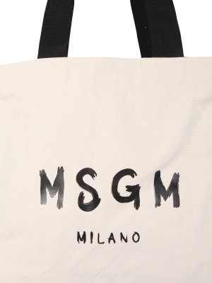 Msgm Logo Print Tote Bag