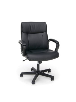 Essentials Collection Bonded Leather Executive Chair With Arms Black - Ofm