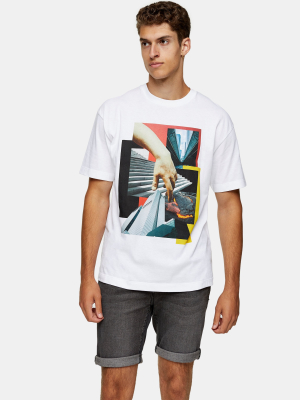 White Abstract Building Print T-shirt