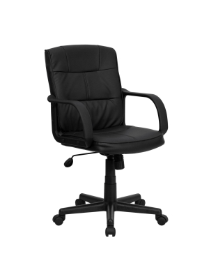 Mid-back Swivel Task Chair Black Leather - Flash Furniture