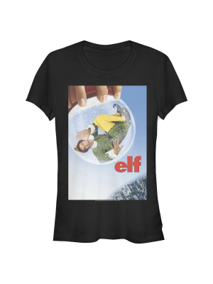 Junior's Elf Buddy Snow Globe Poster T-shirt