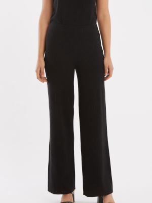 Signature Rib Knit Pant - Black