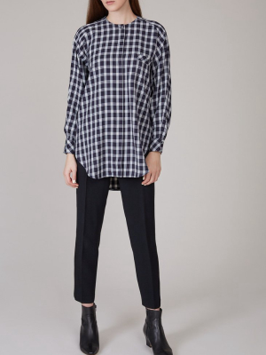 Queenie Plaid Shirt - Navy