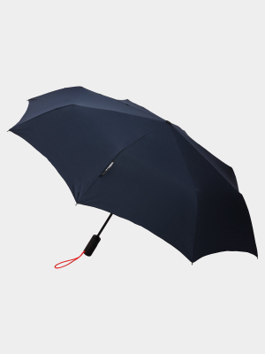 London Undercover Auto-compact Umbrella In Navy With Neon Strap