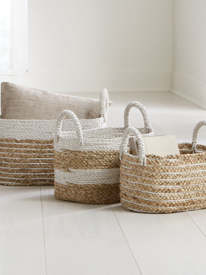 White Nesting Baskets Set Of 3