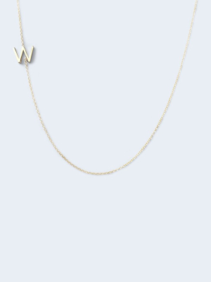 "w" Alphabet Letter Necklace In Yellow Gold