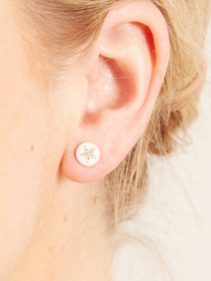 Gold And White Enamel Star Studs