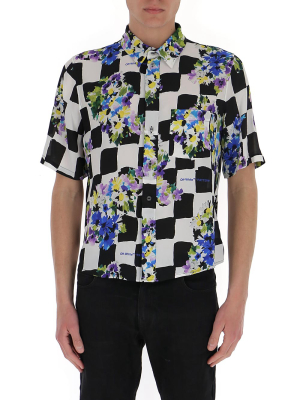 Off-white Floral Checked Short-sleeve Shirt