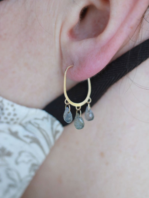 Tear Drop Hoops With 6 Tiny Labradorite Drops