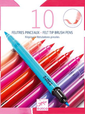 Art Supplies 10 Felt Tip Brush Pens Sweet