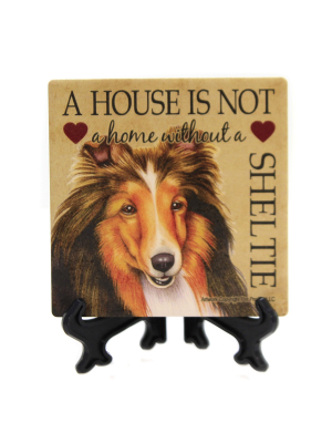 Animal 4.0" Sheltie - Home Stone Coaster Easel Sjt Enterprises - Coasters