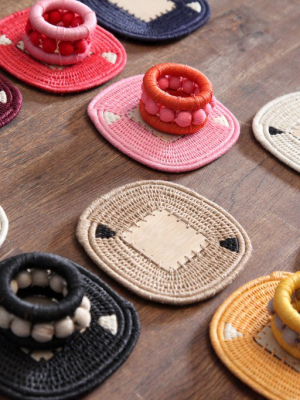 Woven Raffia Solid Coaster Set